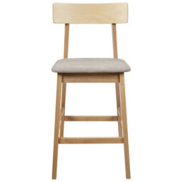 Beliani Set Of 2 Bar Chairs Isanti Wood Light Brown/ Taupe - thumbnail 5