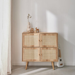 Sweeek - Children's 4-Door Chest Of Drawers With Wood Effect Boheme Kids Natural 80X30X80 Cm - thumbnail 5