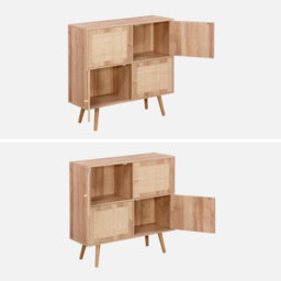 Sweeek - Children's 4-Door Chest Of Drawers With Wood Effect Boheme Kids Natural 80X30X80 Cm - thumbnail 3