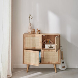 Sweeek - Children's 4-Door Chest Of Drawers With Wood Effect Boheme Kids Natural 80X30X80 Cm - thumbnail 6
