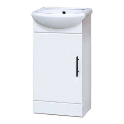 Bubly Bathrooms 420mm Compact Cloakroom Vanity Unit With Gloss White Basin & Soft-Close Door - image 1