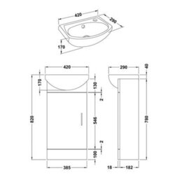 Bubly Bathrooms 420mm Compact Cloakroom Vanity Unit With Gloss White Basin & Soft-Close Door - thumbnail 2