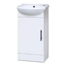 Bubly Bathrooms 420mm Compact Cloakroom Vanity Unit With Gloss White Basin & Soft-Close Door - thumbnail 1