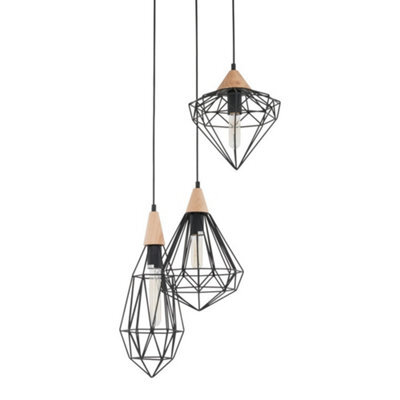 Luminosa Lighting Luminosa Industrial And Retro Hanging Pendant Black 1 Light With Cage Shade, E27 - image 1