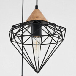 Luminosa Lighting Luminosa Industrial And Retro Hanging Pendant Black 1 Light With Cage Shade, E27 - thumbnail 5