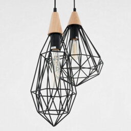 Luminosa Lighting Luminosa Industrial And Retro Hanging Pendant Black 1 Light With Cage Shade, E27 - thumbnail 4
