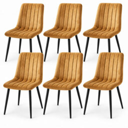 Oira Homes Brown Velvet Dining Chairs Set Of 6 Modern 6 Brown Kursi Chair Set Dining Room Furniture - thumbnail 1