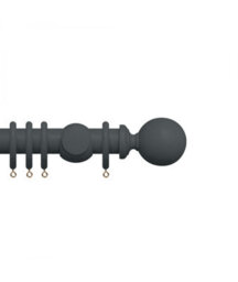 Premium 35mm Wooden Curtain Pole Set - Slate Grey 340Cm