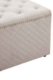 Premier Housewares Interiors By Premier Square Mink Velvet Ottoman, Button Tufted Upholstery With Stud Detailing, Plush Padded Seat With Side Tufting - thumbnail 2