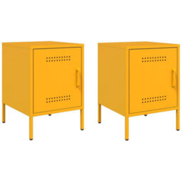 Berkfield Bedside Cabinets 2 Pcs Mustard Yellow 36X39X50.5 Cm Steel - thumbnail 2