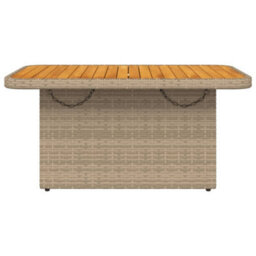 Berkfield Garden Table Beige 90X55X71 Cm Poly Rattan And Acacia Wood - thumbnail 5