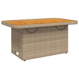 Berkfield Garden Table Beige 90X55X71 Cm Poly Rattan And Acacia Wood - thumbnail 2