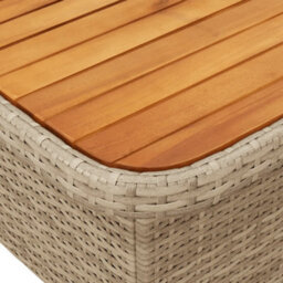 Berkfield Garden Table Beige 90X55X71 Cm Poly Rattan And Acacia Wood - thumbnail 9