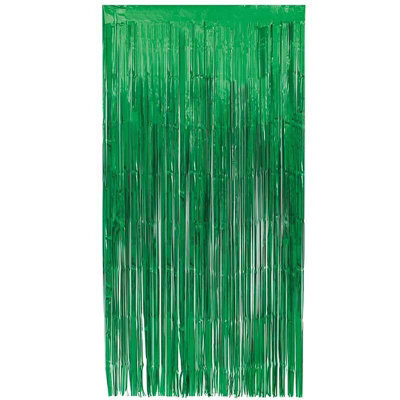 Unique Party Foil Fringe Door Curtain Green (One Size) - image 1