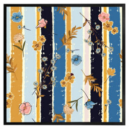 "Andrew Lee Beautiful Meadow Flowers On Candy Colourful Brush Stripe (Picutre Frame) / 20X20"" / Oak" - thumbnail 6