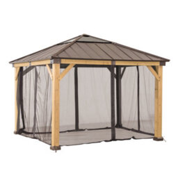 Replacement Mosquito Net For Sunjoy Cedar Wood Gazebo - 393Cm X 335Cm, Khaki - thumbnail 3