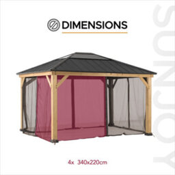 Replacement Mosquito Net For Sunjoy Cedar Wood Gazebo - 393Cm X 335Cm, Khaki - thumbnail 6