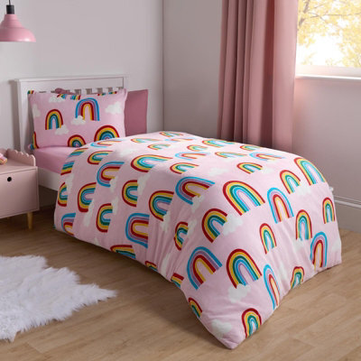 OHS Rainbow Duvet Cover Set Warm Teddy Fleece Bedding Supersoft Quilt Thermal Warm - image 1