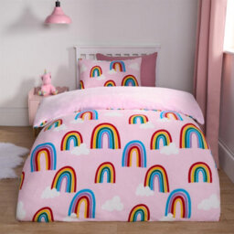 OHS Rainbow Duvet Cover Set Warm Teddy Fleece Bedding Supersoft Quilt Thermal Warm - thumbnail 2