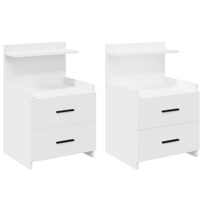 Berkfield Durable Bedside Cabinets 2 Pcs With 2 Drawers White 40X36.5X62 Cm - image 1