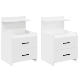 Berkfield Durable Bedside Cabinets 2 Pcs With 2 Drawers White 40X36.5X62 Cm - thumbnail 1