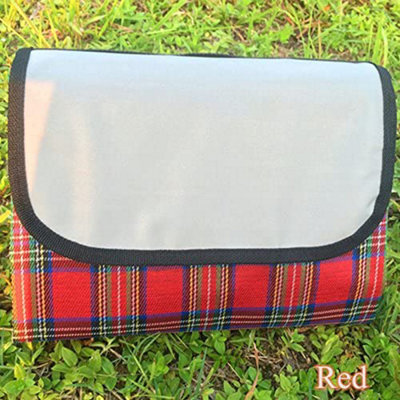 Waterproof Picnic Blanket Carry Bag Red Tartan - image 1