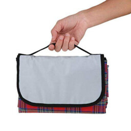 Waterproof Picnic Blanket Carry Bag Red Tartan - thumbnail 3