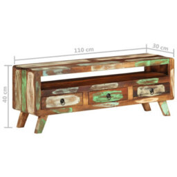 Berkfield Tv Cabinet Multicolour 110X30X40 Cm Solid Reclaimed Wood - thumbnail 9