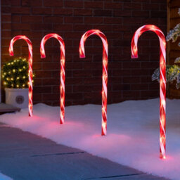 Christow Candy Cane Lights Large Led Christmas Pathway Decorations Mains X 4 - Red