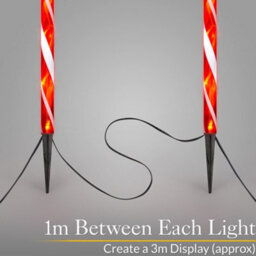 Christow Candy Cane Lights Large Led Christmas Pathway Decorations Mains X 4 - Red - thumbnail 4