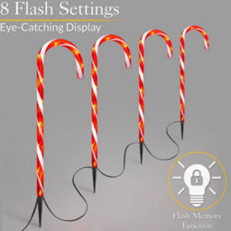 Christow Candy Cane Lights Large Led Christmas Pathway Decorations Mains X 4 - Red - thumbnail 2