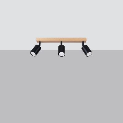 Sollux Lighting Verdo Steel/wood Black 3 Lights Modern Ceiling Light - image 1