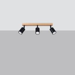 Sollux Lighting Verdo Steel/wood Black 3 Lights Modern Ceiling Light