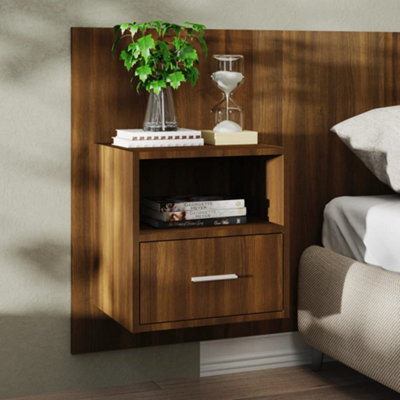 Berkfield Wall-Mounted Bedside Cabinet Brown Oak - image 1