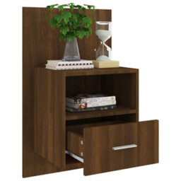 Berkfield Wall-Mounted Bedside Cabinet Brown Oak - thumbnail 4