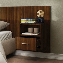 Berkfield Wall-Mounted Bedside Cabinet Brown Oak - thumbnail 3
