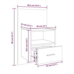 Berkfield Wall-Mounted Bedside Cabinet Brown Oak - thumbnail 8