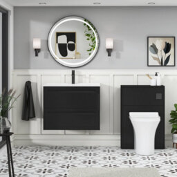 Royal Bathrooms Elmore 700mm Traditional Wall Hung 2 Drawer Bathroom Vanity Unit With Ceramic Basin Sink - Matt Nocturne Black - thumbnail 4