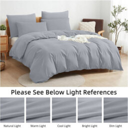 Aspire Homeware Plain Duvet Cover Set Soft Microfibre, Silver, Double (L)200Cm X (W)200Cm - thumbnail 6