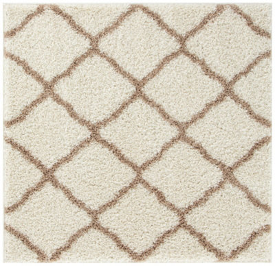 The Rugs Moroccan Shaggy Rugs And Runners Soft High Pile Ivory And Beige Living Room Kitchen Hallway 730 - image 1