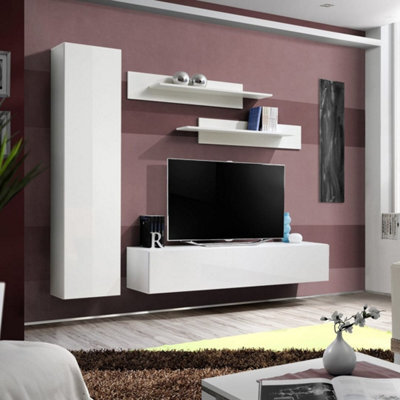 Arte Fly G1 White Gloss Entertainment Unit 210Cm - Compact Led Media Wall For Tvs Up To 60 Inch - image 1
