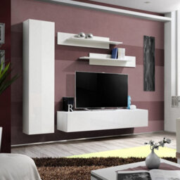 Arte Fly G1 White Gloss Entertainment Unit 210Cm - Compact Led Media Wall For Tvs Up To 60 Inch - thumbnail 1