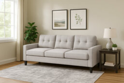 SquareBoxx Serena Beige Grey 3-Seater Sofa  Corner Design With Chaise & Ottoman Option - thumbnail 4