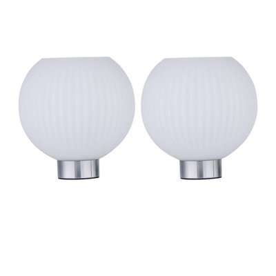 First Choice Lighting Set Of 2 Betchley - Battery Operated Chrome Lamp With White Glass - image 1
