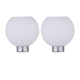 First Choice Lighting Set Of 2 Betchley - Battery Operated Chrome Lamp With White Glass - thumbnail 1
