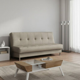 Enduro Iii Sofa Bed 193 Cm With Click Clack Mechanism Storage Comfortable Fold Out Couch With Wooden Frame Beige - thumbnail 2