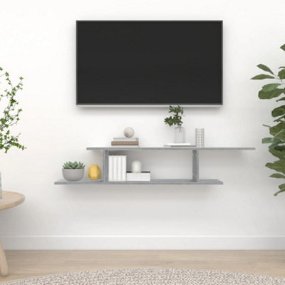 Berkfield Wall-Mounted Tv Shelf Grey Sonoma 125X18X23 Cm Engineered Wood - image 1