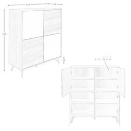 Angel Cerda Elegant Tall Sideboard With Mirror Effect Black Glass And Walnut Finish - thumbnail 7