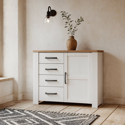 Wyld Haus Salzburg 1 Door 4 Drawer Chest In White And Natural Oak - image 1