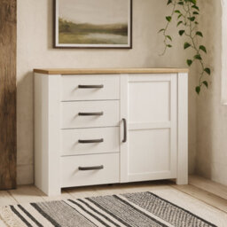 Wyld Haus Salzburg 1 Door 4 Drawer Chest In White And Natural Oak - thumbnail 2